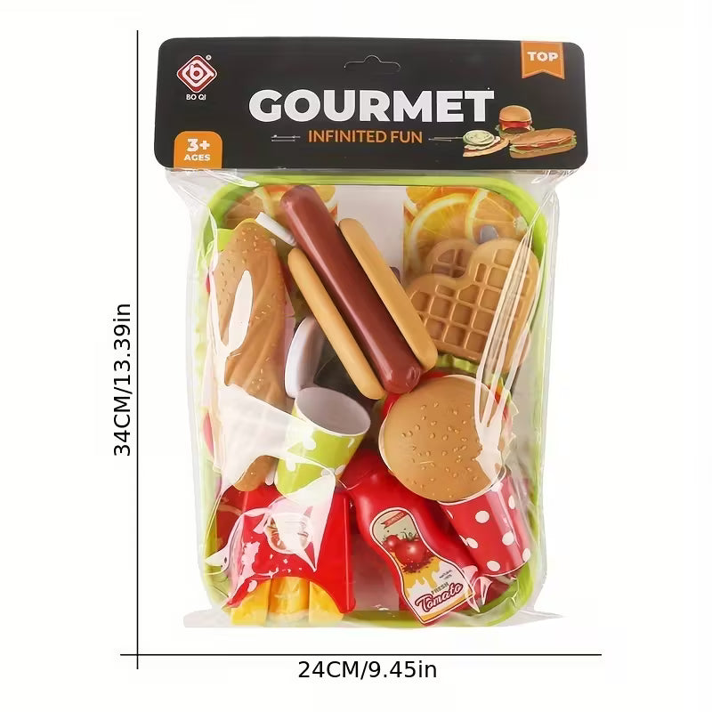 Vaikiškas žaislinio maisto komplektas kūrybiškiems vaidmenų žaidimams