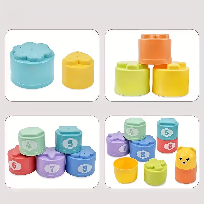 Skaičių bokštas vaikams su meškiuko figūrėle