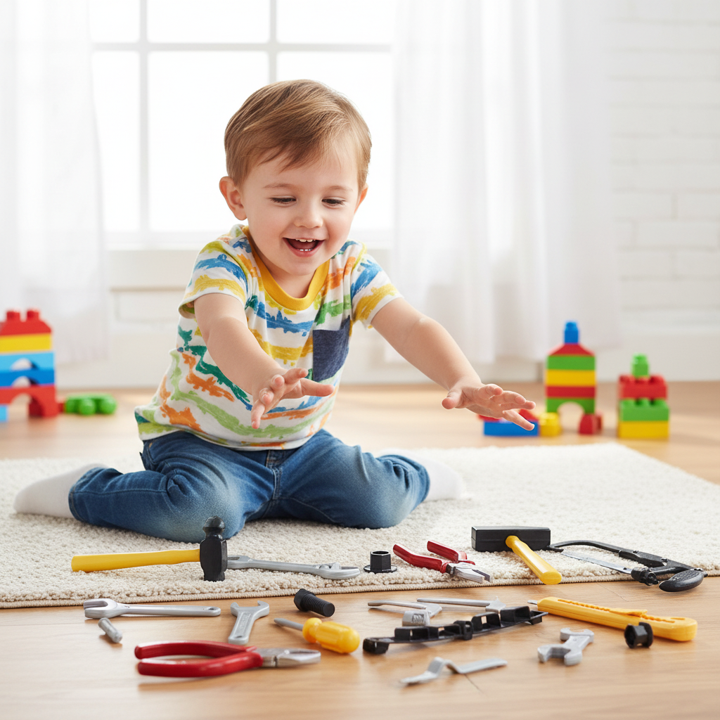 Spalvingi vaikiški įrankiai vaidmeniniams žaidimams