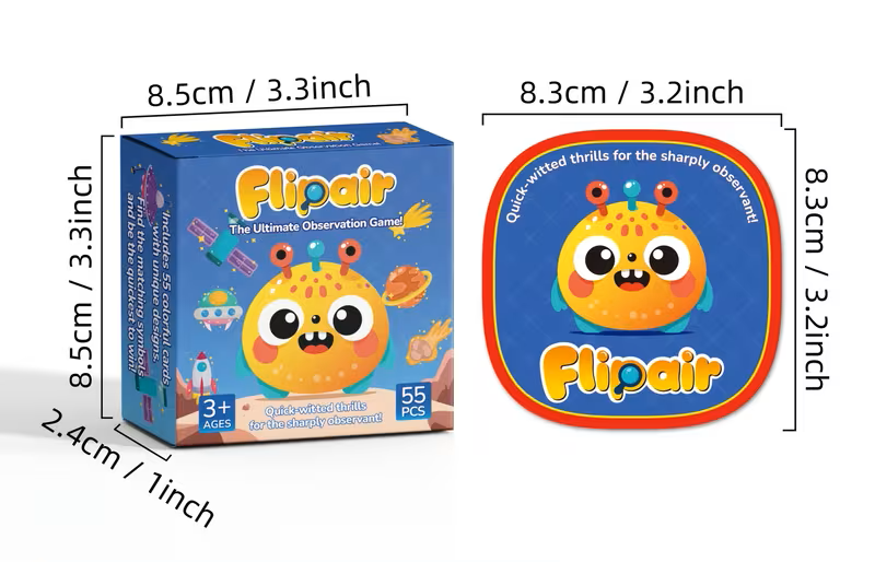 Kortų žaidimas Dobble su 55 kortomis ir greito atpažinimo simboliais