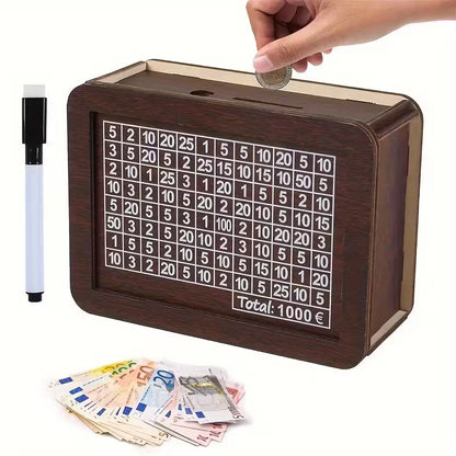 Medinė taupyklė – natūralios medienos santaupų dėžutė