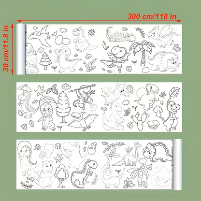 Didelis spalvinimo ritinys su vandens gyvūnais – 300 cm pramogai ir lavinimui