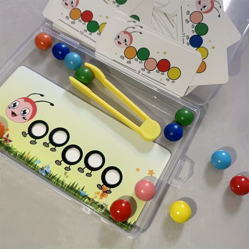 Edukacinė dėlionė vaikams – spalvotų kamuoliukų dėliojimas pagal pavyzdžius, 30 kortelių