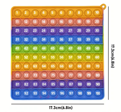 Dvipusis silikoninis Pop-It kilimėlis su skaičiais nuo 1 iki 200, spalvingas mokomasis žaislas vaikams