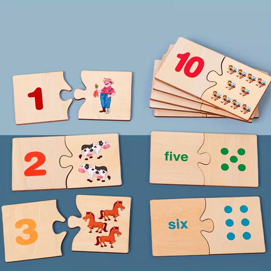 vaikiška dėlionė su gyvūnais „Mokykis skaičiuoti“ – edukacinis lavinamasis žaislas