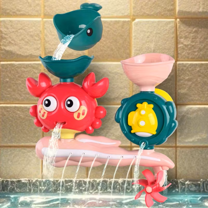 Vaikiškas vonios vandens žaislas su krabiuku, vandens ratuku ir tekančiu vandeniu