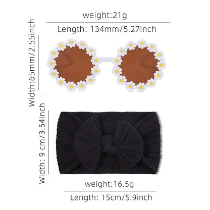 Vaikiški akiniai su gėlytėmis ir galvos juostos kūdikiui