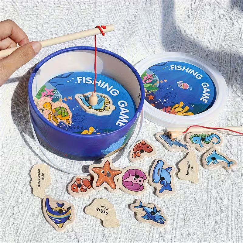 Spalvingas vaikiškas žvejybos žaidimų rinkinys su magnetinėmis žuvelėmis