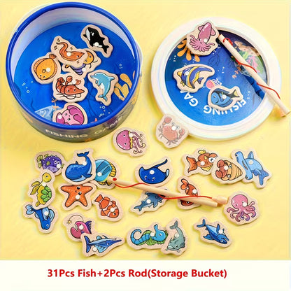 Magnetinis žvejybos žaidimas vaikams su 31 jūros gyvūnu ir 2 meškerėmis