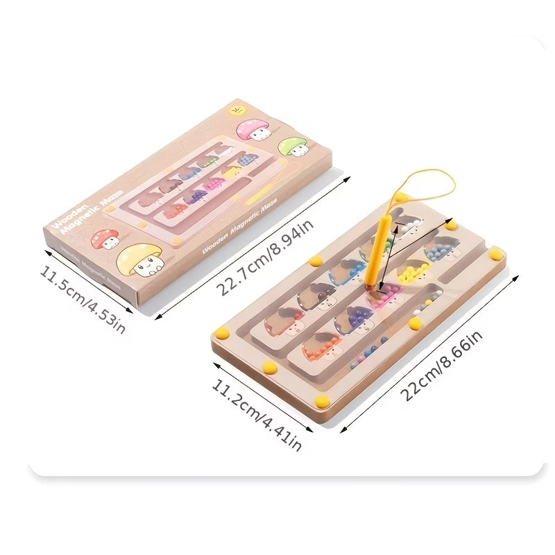 Vaikiškas magnetinis labirintas su grybukais ir magnetiniu rašikliu