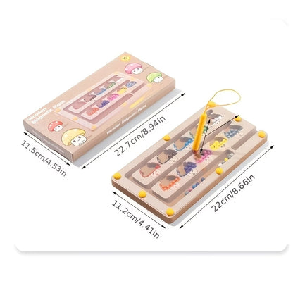 Vaikiškas magnetinis labirintas su grybukais ir magnetiniu rašikliu