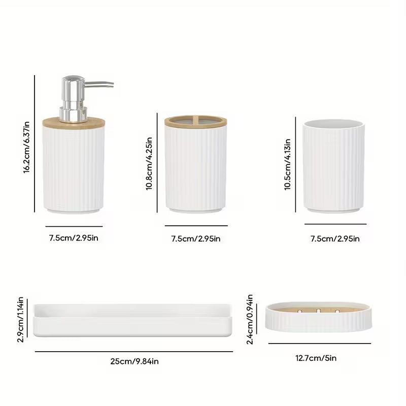 Minimalistinis 5 dalių vonios komplektas antracito spalvos – tvarka ir elegancija kasdieniams ritualams.