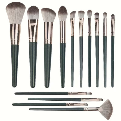 14 profesionalių makiažo šepetėlių rinkinys veido ir akių makiažui