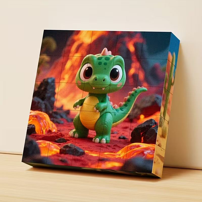 Edukacinė magnetinė dėlionė vaikams su mielais dinozaurais, lavinanti vaizdinį suvokimą ir smulkiąją motoriką