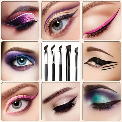 5 skirtingų dydžių kampuoti makiažo šepetėliai – antakiams ir šešėliams