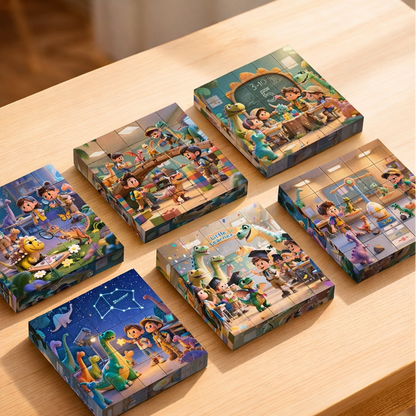 6 skirtingų paveikslėlių magnetinė dėlionė