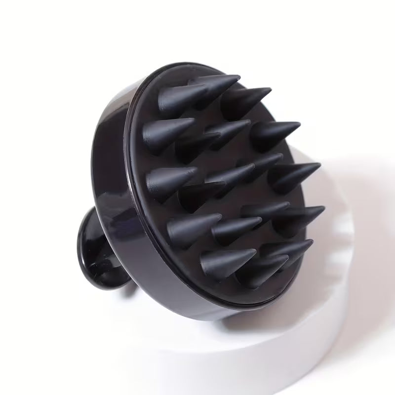 galvos masažo šepetys su silikoniniais šereliais – plaukų odos priežiūra