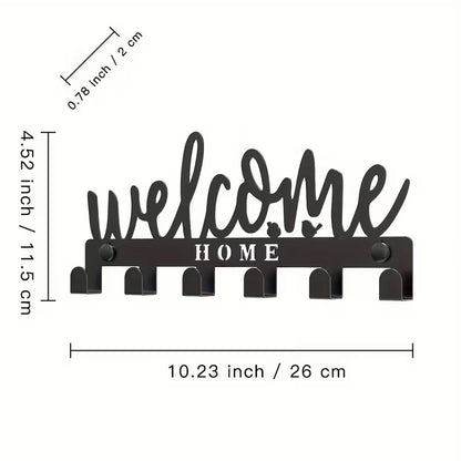 Sieninis metalinis raktų laikiklis Welcome Home – praktiška ir stilinga namų interjero detalė