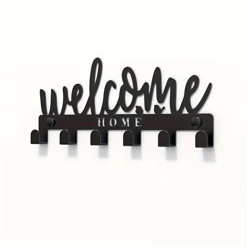 Dekoratyvinė raktų kabykla Welcome Home – metalinis raktų organizatorius namams