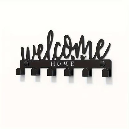 Dekoratyvinė raktų kabykla Welcome Home – metalinis raktų organizatorius namams