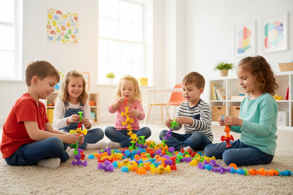 Ryškių spalvų prilimpantys žaisliukai formų ir figūrų kūrimui