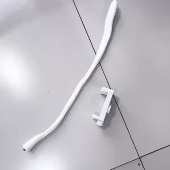 Tvirtas kameros ir telefono stovas su lankščia rankena ir spaustuku